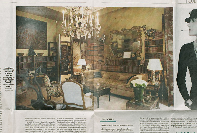 L'appartement de Coco Chanel, pour "Le Monde", 2012