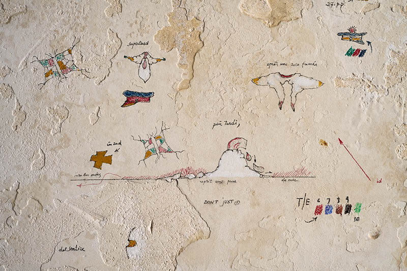 A fresco by Maurizio Baruchello in his bedroom